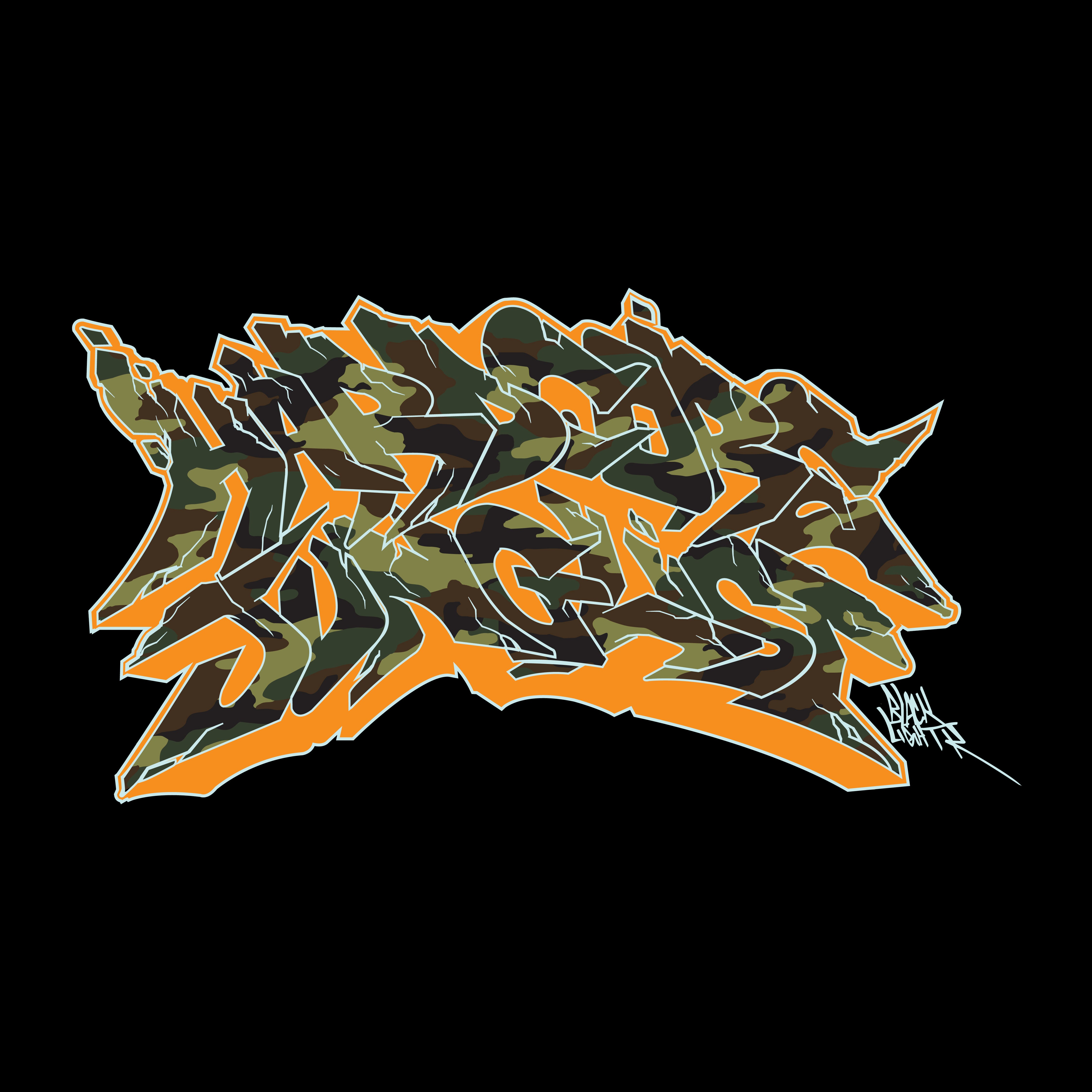 Camouflage Hardcore Junglist Graffiti shirt by Black Light King